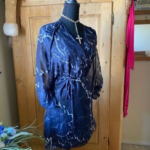 Elegant Blue Patterned Dress